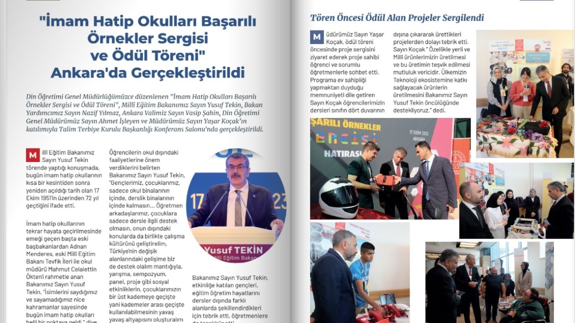 Okulumuzda yürütülen Doğal Yaşam Okulu Projesi Ankara İl Milli Eğitim Müdürlüğü aylık bülten dergisinde yer aldı.
